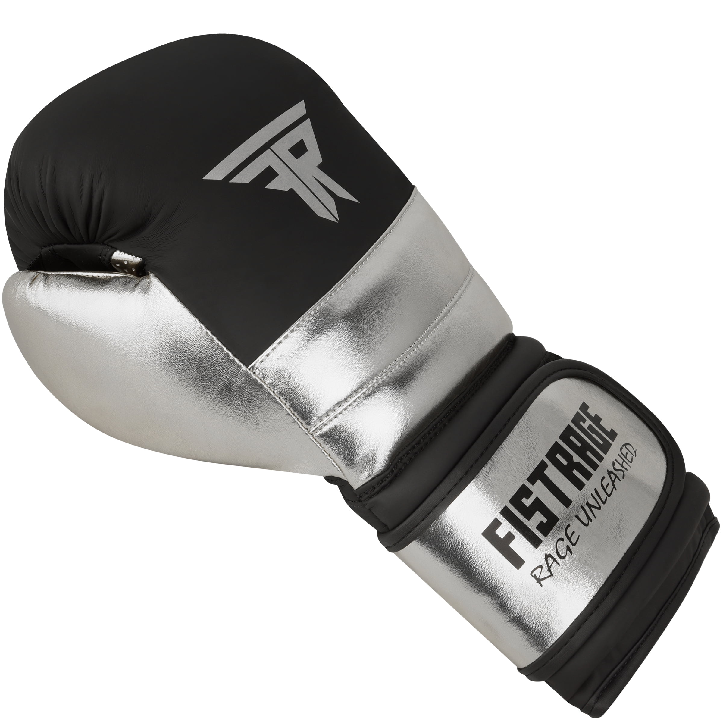 BULGING DERMIS Metallic Leather Boxing Gloves, Silver Black