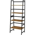 thumbnail image 6 of Gzxs Industrial Ladder Bookcase, 4-Tiers Storage Bookshelves with Metal Frame Plant Stand, Brown, 6 of 7