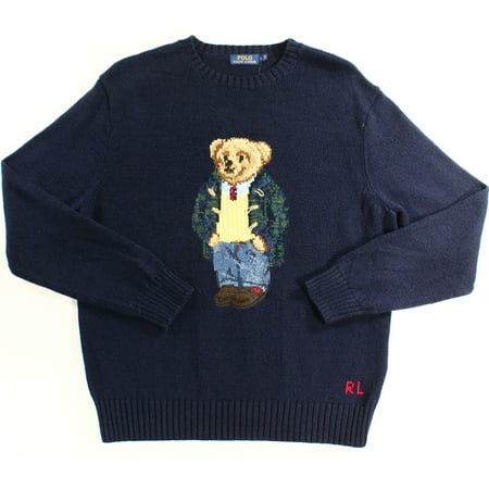 Lauren Crewneck Polo Size Sweater New Bear Ralph Mens Blue Xs IWED2H9