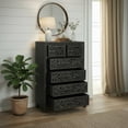 thumbnail image 5 of Taran Designs Fillian 6-drawer Floral Carved Solid Wood Chest in Black, 5 of 13