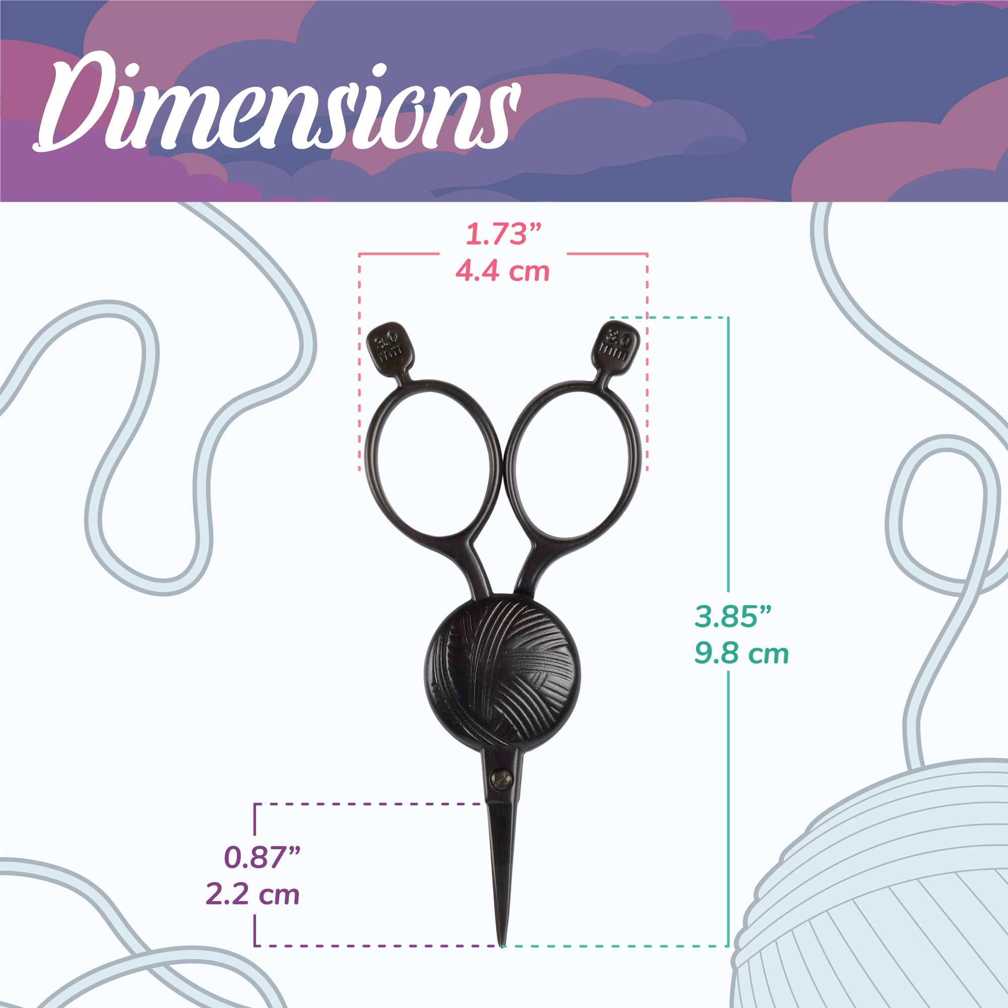 JubileeYarn Yarn Ball Embroidery Craft Scissors - Black - 3 Pairs