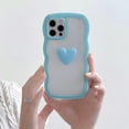 thumbnail image 2 of for iPhone 12 Pro Max Case(6.7" 2020), Cute Clear 3D Love Heart Wavy Frame Full Protection for iPhone 12 Pro Max 6.7" Soft TPU Shockproof Phone Cover for Women Girls,Lightblue, 2 of 10