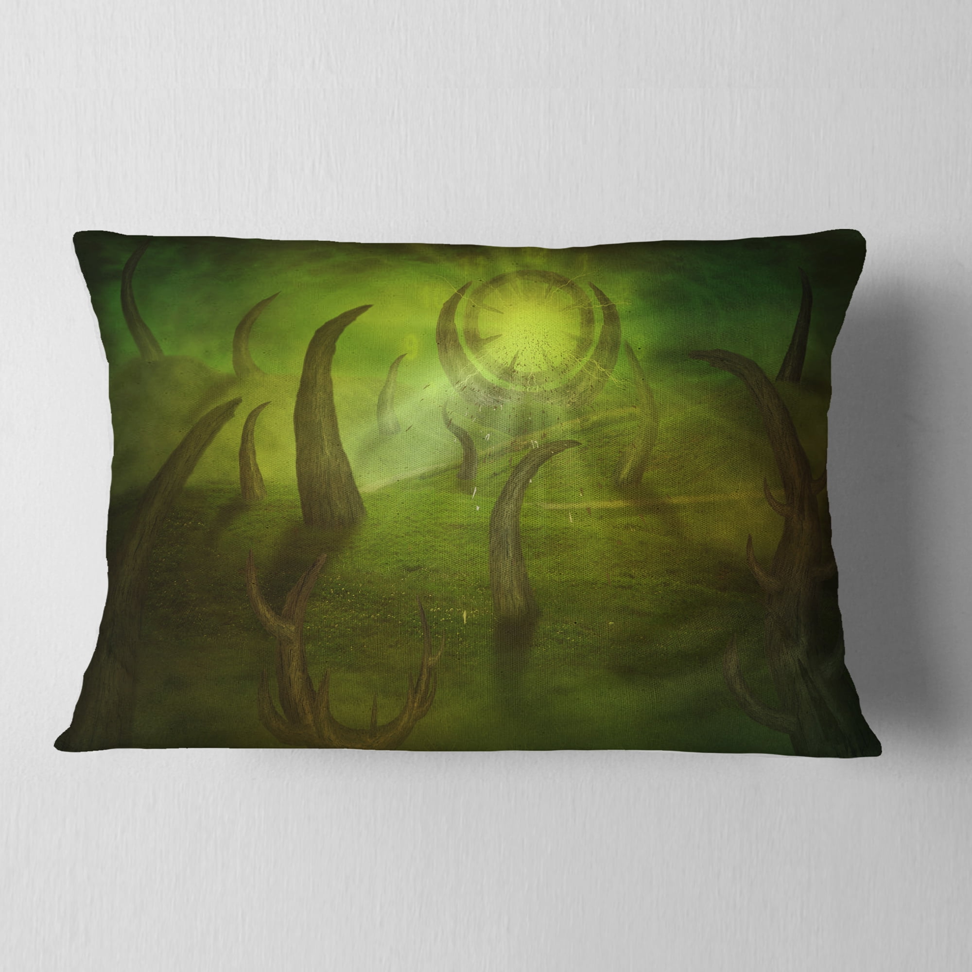 Designart Green Time Travel - Abstract Throw Pillow - 12x20