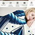 thumbnail image 3 of GOSMITH Anchor, Hand Drawn Anchors and Entangled Ropes Nautical Equipment Artwork Monochrome, Sea Blue White Flannel Blanket for Bed White, 3 of 6