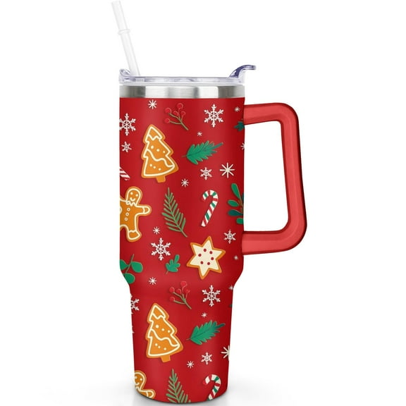 1pc Christmas tree 40oz Tumbler with Straw & Handle - Insulated Stainless Steel Cup | Holiday Gift for Man Women (Christmas, Valentine's, Birthday)