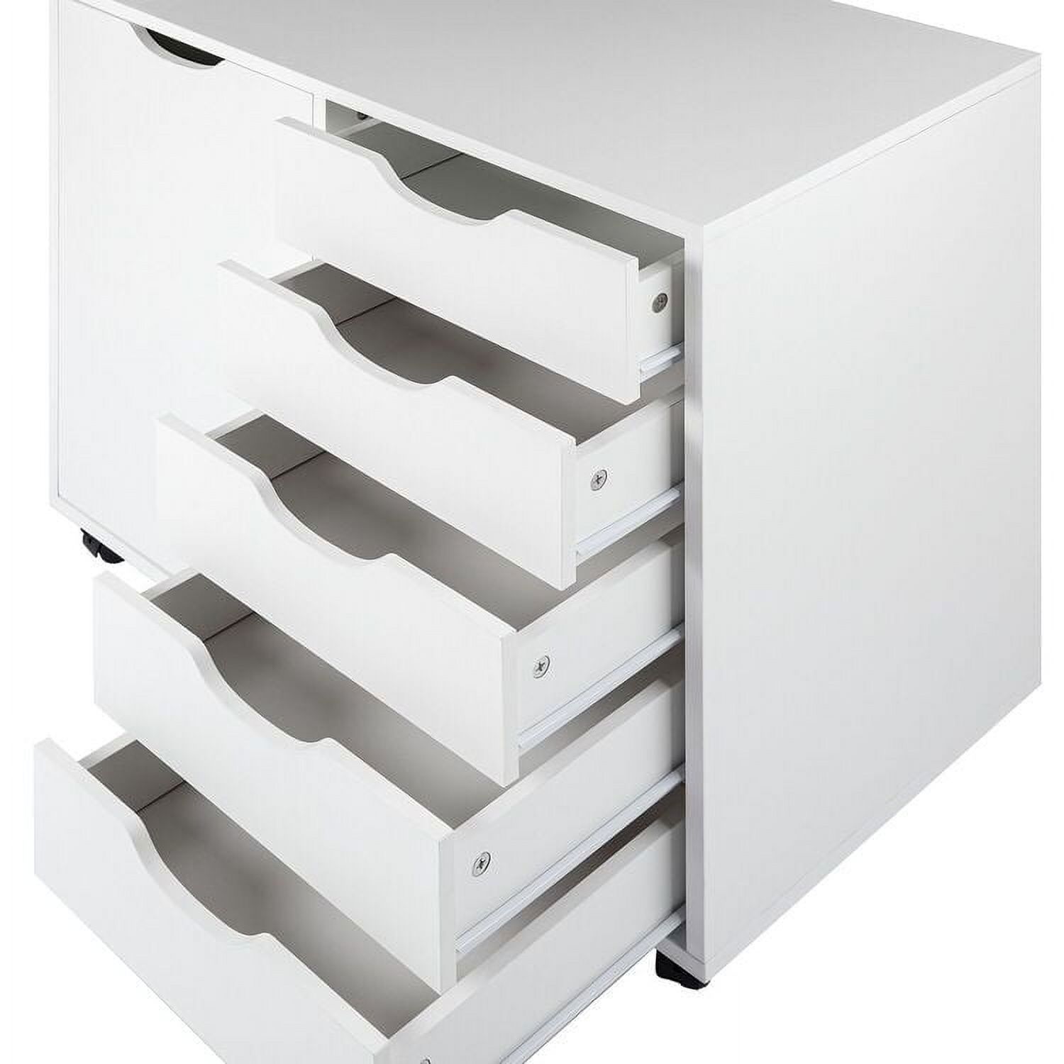 5- Drawer Office Wooden Cabinet, Lateral Filing Storage Cabinet, Verticle Mobile File Storage Cabinet with shelf White - image 4 of 5