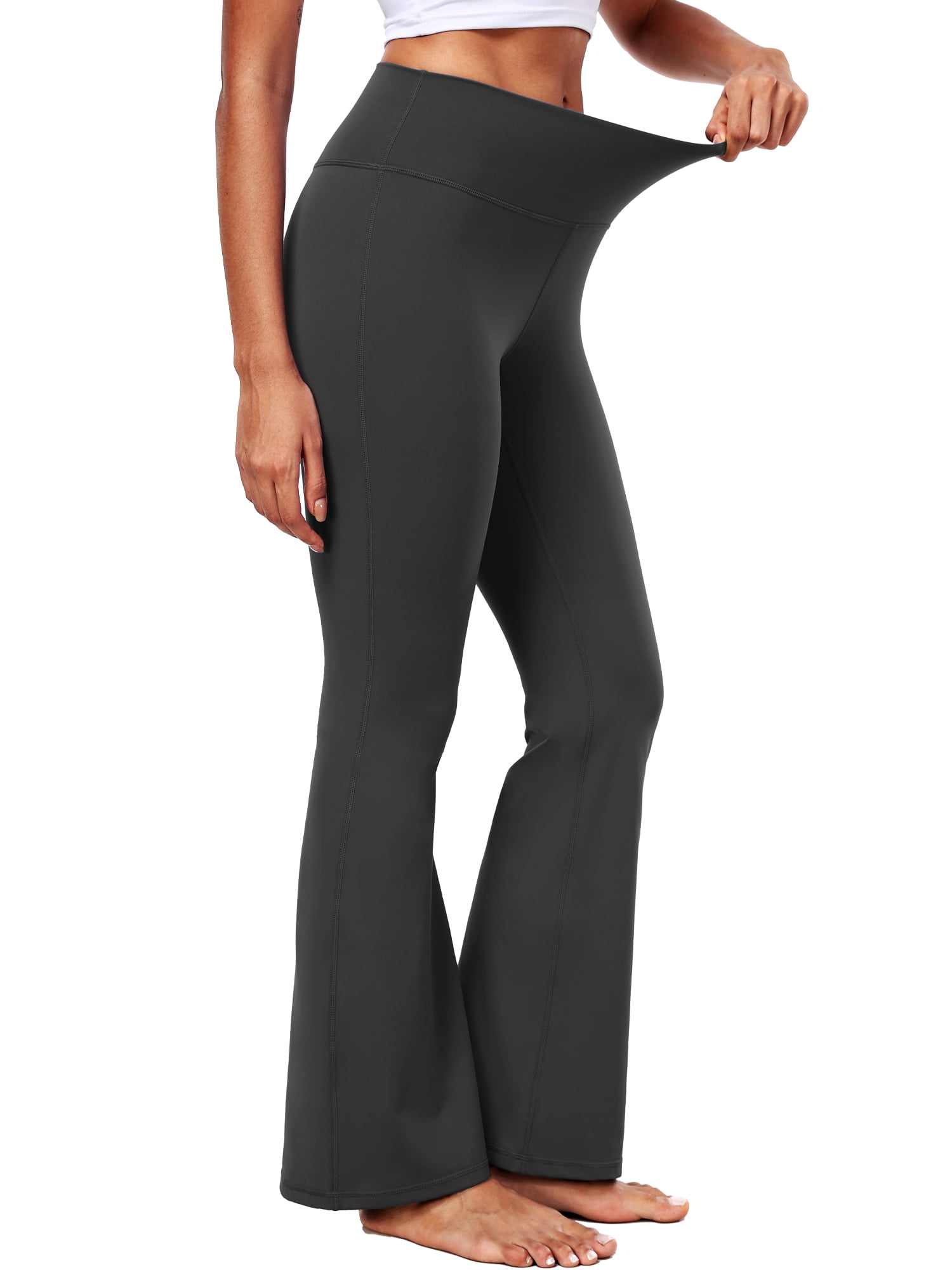 NELEUS ButterSoftFlex Womens Plus Size Flare Leggings Athletic Yoga Workout Pants Bootcut High Waist with Waistband Pocket,Gray,US Size 2XL