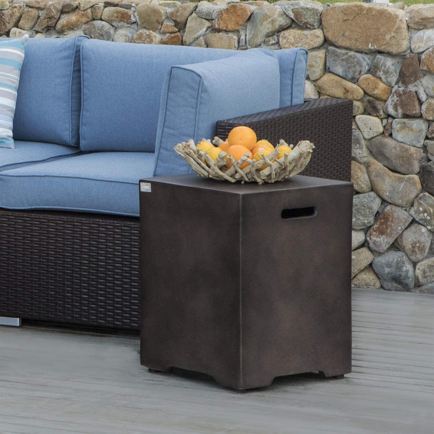 COSIEST Outdoor Hideaway Square Concrete Tank Table for Gas Fire Pits