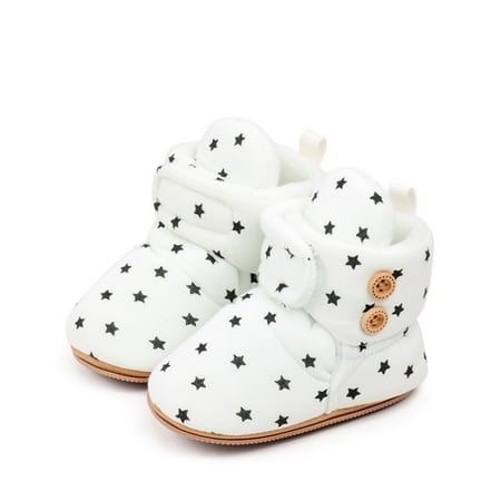 Mildsown Newborn Baby Winter Boots Star Print Warm Cute Flats Walking Shoes