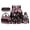 Black Glitter Sakura, variant on Cartoon Giraffe Face Kids Backpack Set 17 Inch 4 Pieces Insulated Lunch Box, Pencil Case & Water Bottle Sleeve, Anti-Slip Straps, for Ages 8-15