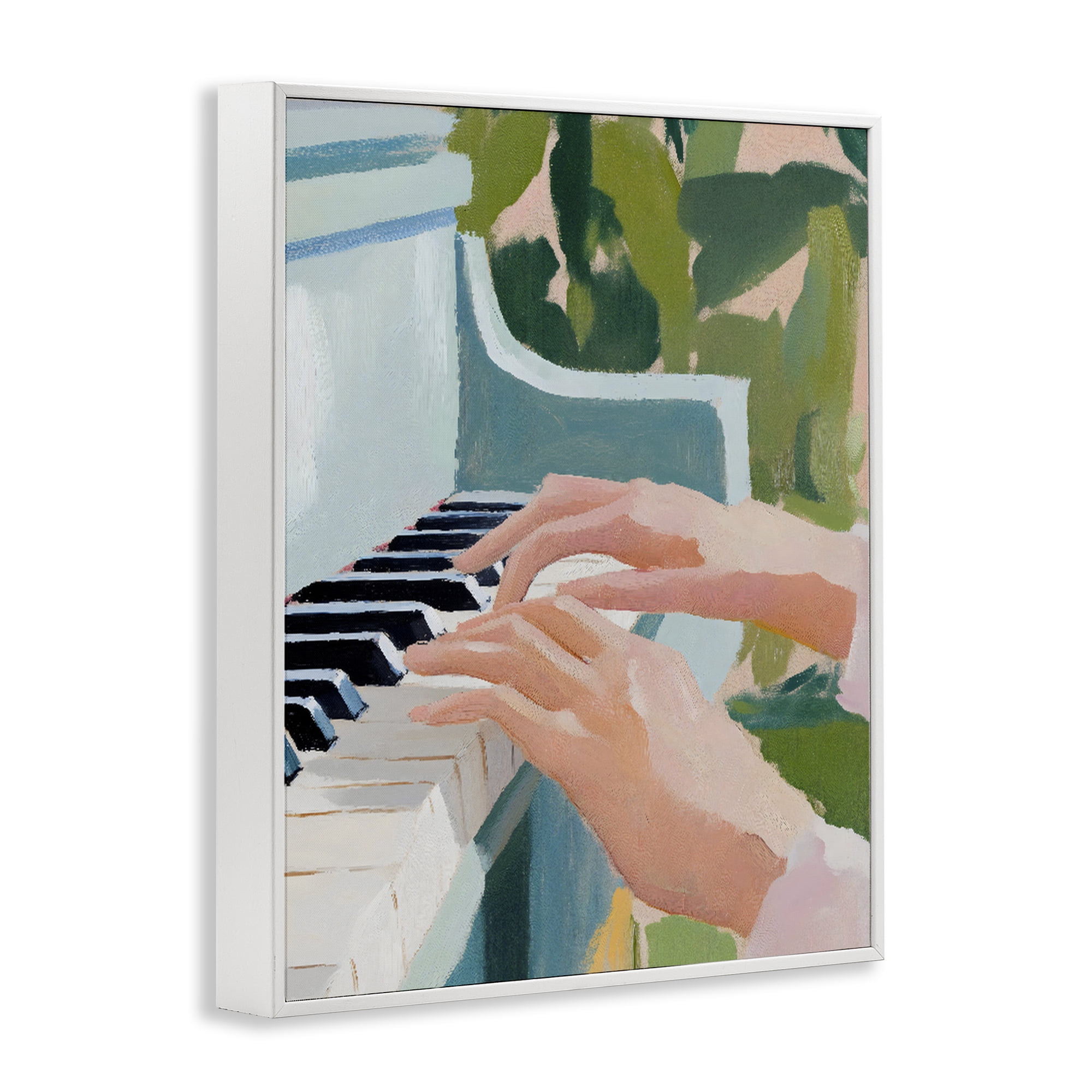 Stupell Industries Piano Hands in Sunlit Space White Framed Giclee Art, design by The Prints Vibe