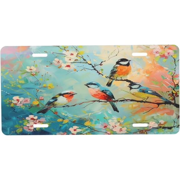 License Plate Birds in The Branchs Decorative Car Front License Plate,Vanity Tag,Metal Car Plate,Aluminum Novelty License Plate for Men/Women/Boy/Girls Car,6 X 12inch