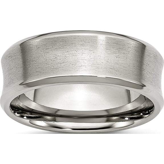 Stainless Steel Brushed Concave 8mm Beveled Edge Band (Size 8) Made In China sr92-8