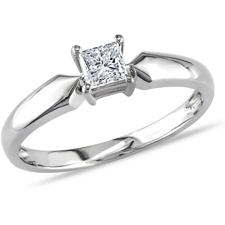 1/3 Carat T.W. Princess Cut Diamond Solitaire Ring in 10kt White