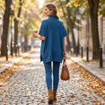thumbnail image 4 of Szluipve 2 Piece Sets for Women 2 Piece Knit Loungewear Set Turtleneck Short Sleeve Oversized Tunic Top & Ribbed High Waist Leggings Casual Loose Fall Winter Outfit Suit Royal Blue S, 4 of 7