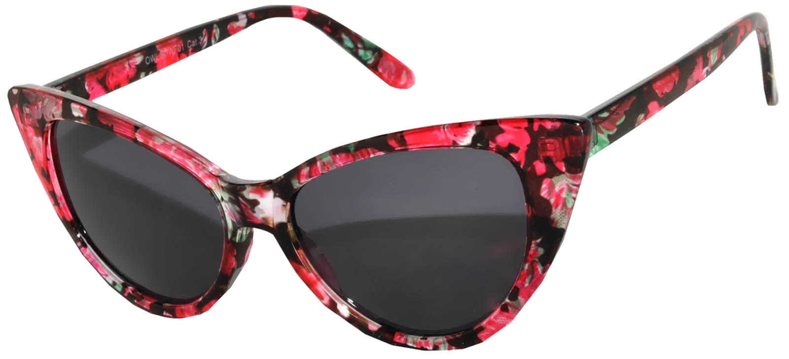 Retro Women's Cat Eye Vintage Sunglasses UV Protection Flower Red Frame ...