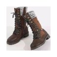 thumbnail image 5 of Tejiojio Fall Clearance Autumn And Winter New Woolen Side Zipper Mid-tube Boots Round Toe Low-heel Knight Boots, 5 of 9