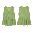 thumbnail image 3 of Tsesme Women's Front Tie Tank Tops, Eyelet Embroidered V Neck Shirts, Sleeveless Ruffled Hem Summer Vacation Blouses S, 3 of 8