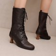 thumbnail image 4 of LOVZFMLL Bottes pour Femmes Bottes Chelsea Mi-Mollet à Lacets Bout Rond Sangles Ajustables Talon Évasé Moyen Bottes Mode Automne Hiver, 4 of 6