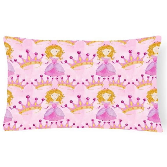 Watercolor Princess & Crown Canvas Fabric Decorative Pillow, 12 x 16 in.