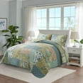 thumbnail image 5 of NEWLAKE 3-Piece Floral Cotton Patchwork Quilt Set Decor Quilt Set with Pillow Shams (Twin, Green), 5 of 7