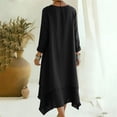thumbnail image 5 of QUNYINEY Long Casual Summer Dresses for Women Long Sleeve A Line Black Dresses Flowy Crew Neck Loose Fit with Pockets Dresses, 5 of 8