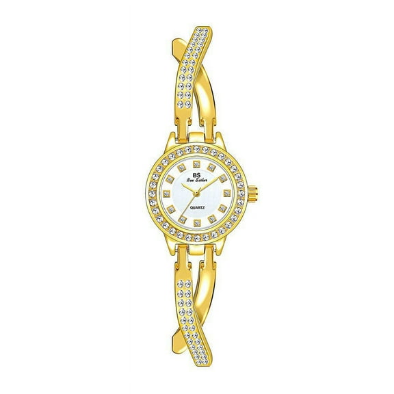 BS New Watch Chain Watch Butterfly Cross Women's Watch Full of Diamonds Quartz Watch Popular Fashion New