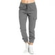 thumbnail image 1 of Gibobby Pantalones cargo para mujer Pantalones casuales de con múltiples bolsillos para damas Pantalones de cuerda con corsé de cintura elástica(Gris,M), 1 of 4