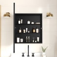 thumbnail image 3 of Merrick Lane 24" x 30" Reversible Bathroom Wall Medicine Cabinet with Rounded Rectangular Beveled Mirror and Black Metal Frame and Shelves, 3 of 11