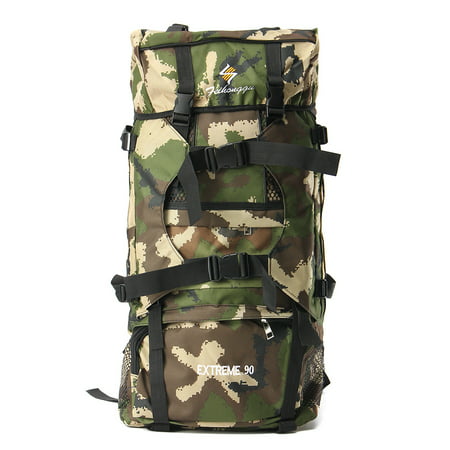 90L Mountaineering Hiking Camping Bag Tactical Travel Rucksack Backpack Outdoor,Camouflage Green