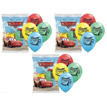 Cars Heilum Quality Balloons - Total 18 (3 packs of 6