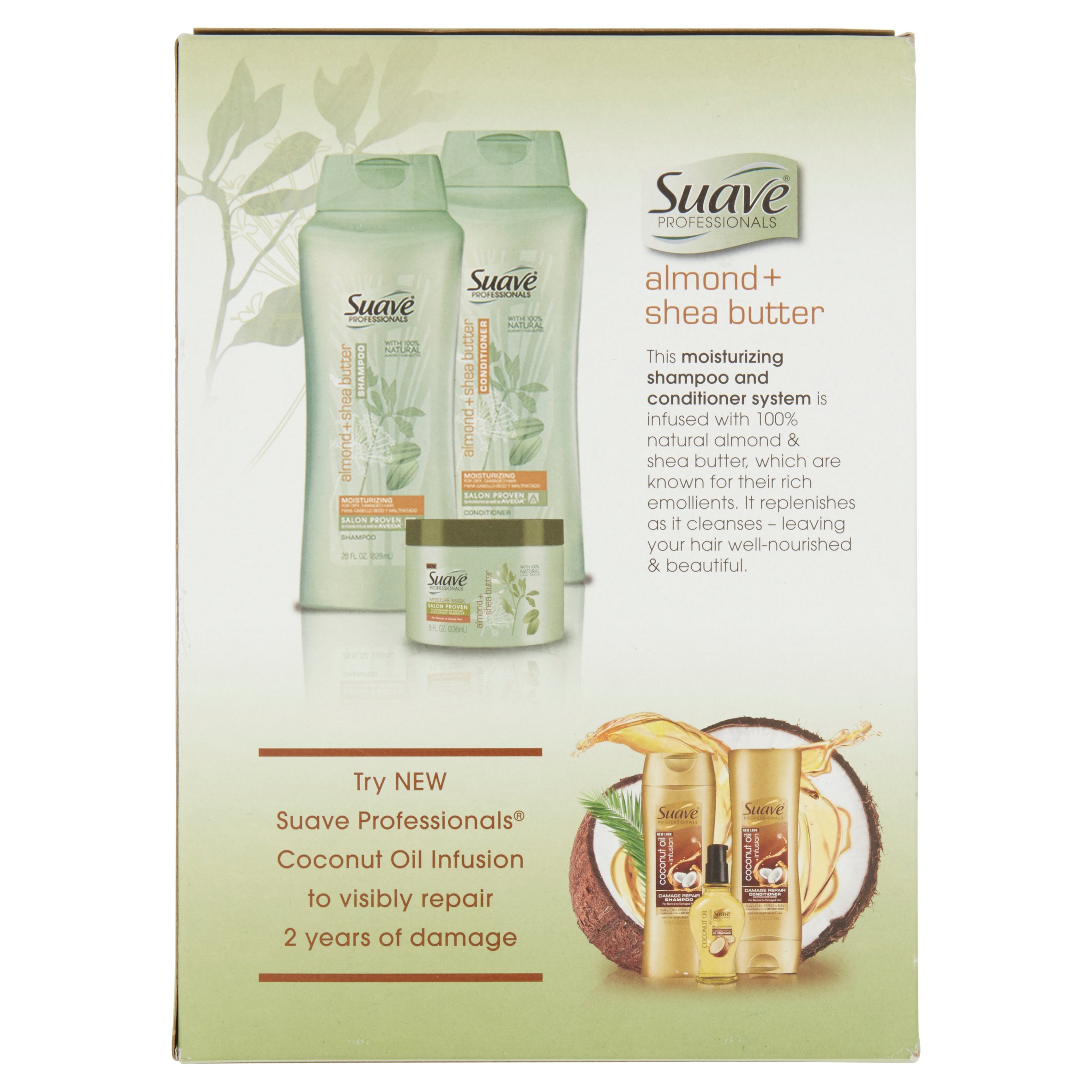 Suave 2-in-1 Shampoo & Conditioner, Almond and Shea Butter, 28 Oz, 2 Ct