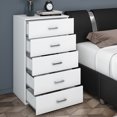 Homfa 5 Drawer White Tall Dresser, Modern Chest of Drawers Wood Storage