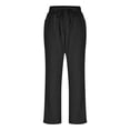 thumbnail image 6 of Cagogo Women's Straight Leg Capri Pants with Pockets Elastic Waist Casual Solid Vacation Trousers Summer Beach Cropped Lounge Travel Clothes, Black 2XL, 6 of 9