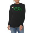 thumbnail image 3 of Plus Size Santa With Hat Graphic Long Sleeve Crewneck Tee - Black 3XL, 3 of 4