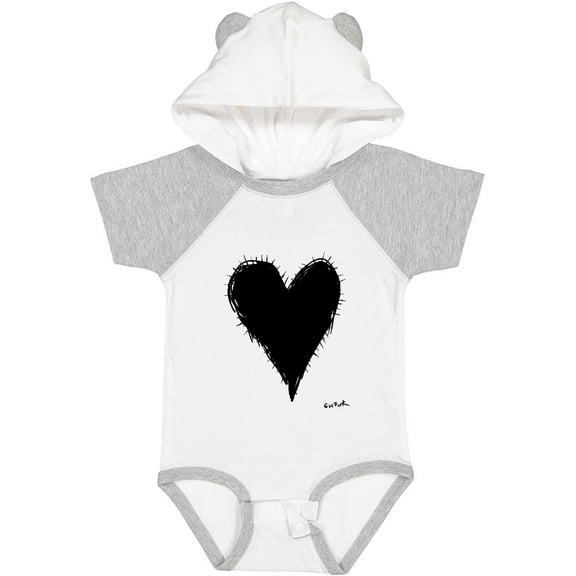Inktastic Stitched Black Heart Boys or Girls Baby Bodysuit