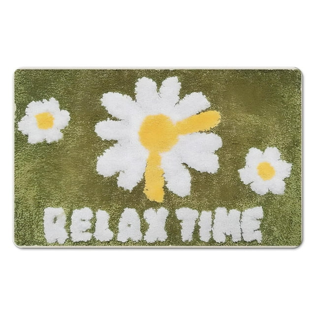 Soft and Safe 20x32 inch Flower Bath Rugs with Non-Slip Base for Bathroom