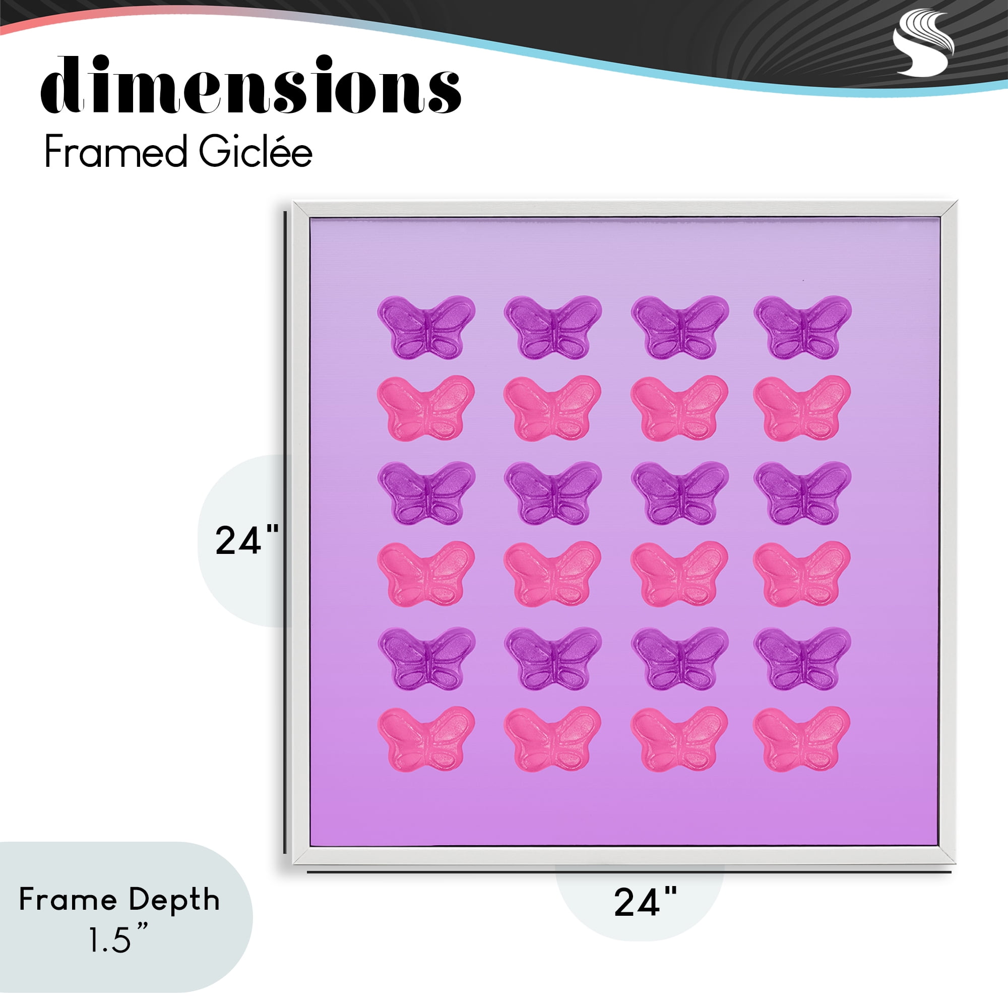 Stupell Industries Purple & Pink Butterfly Candies White Framed Giclee Art, design by LISH Creative