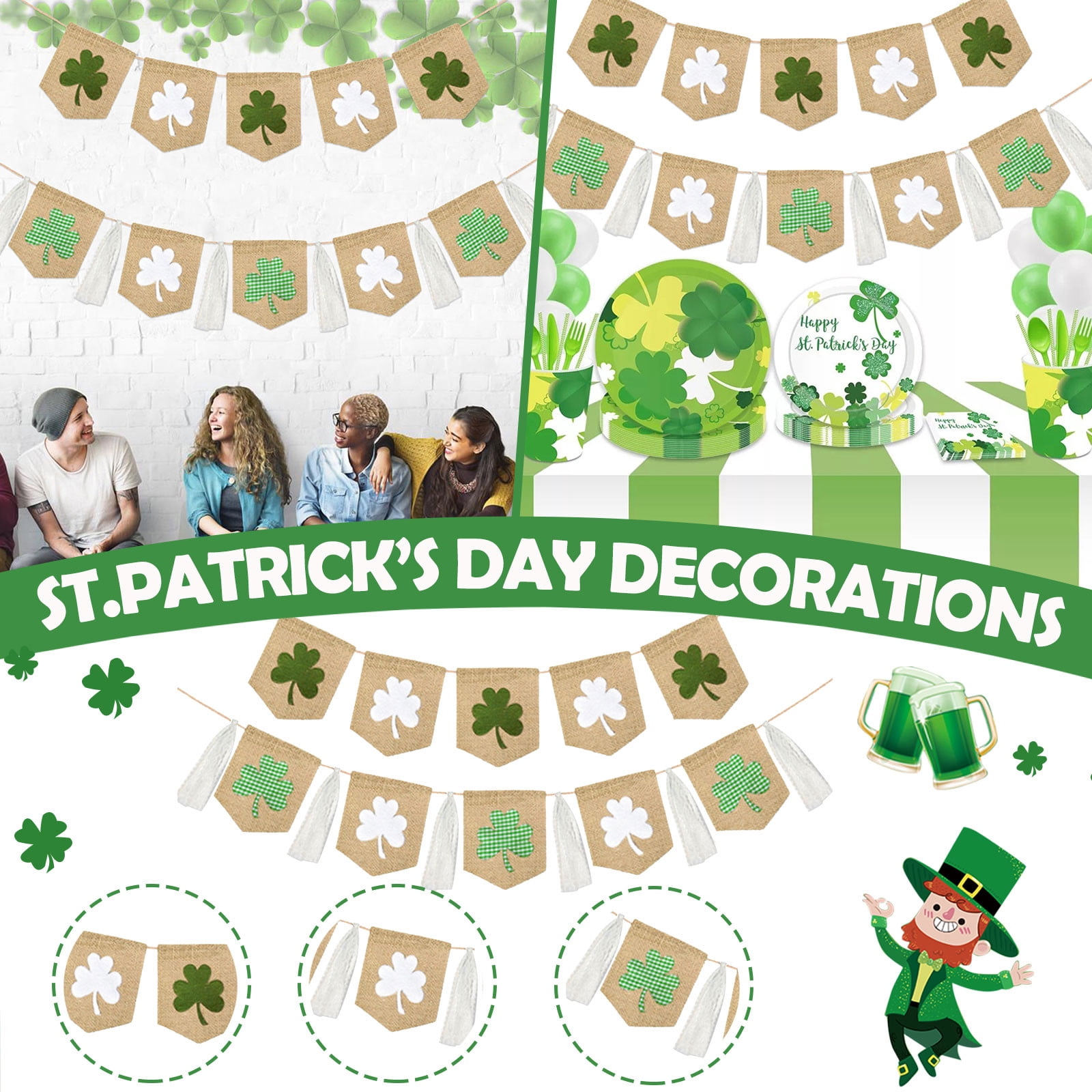 HIXNUG Wimpelkette Mit Irischer Flagge: Doppelseitig, Rechteckig, 2 Stück – Für St. Patrick's Day & Partys