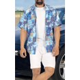 thumbnail image 2 of HAPPY BAY Men's Summer Tops Holiday Stylish Button Down Hawaii Aloha Party Shirt Short Sleeve Men Vacation Beach Shirt XL Blue, Floral, 2 of 5