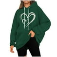 thumbnail image 5 of Hoodies for Women Ndbuld Women And Winter Casual Christmas Solid Round Neck Long Sleeve Pullover Blouse Sweatshirt Green 4XL, 5 of 5