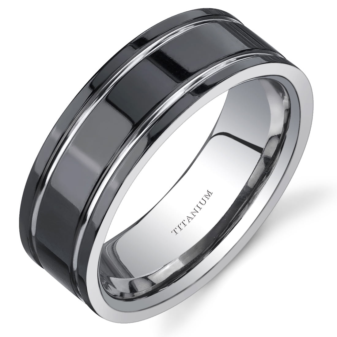 Stainless Steel Ring Band for Men 8MM Titanium Black Silver Gold Wedding Rings 
