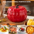 thumbnail image 2 of Dutch Oven Pot with Lid, Pumpkin Pottery Dessert Saucepan, Mini Baking Dish Cute Pumpkin Bowl, Covered Dutch Oven Ceramic Stockpot, Pumpkin-Shaped Casserole, 2 of 7