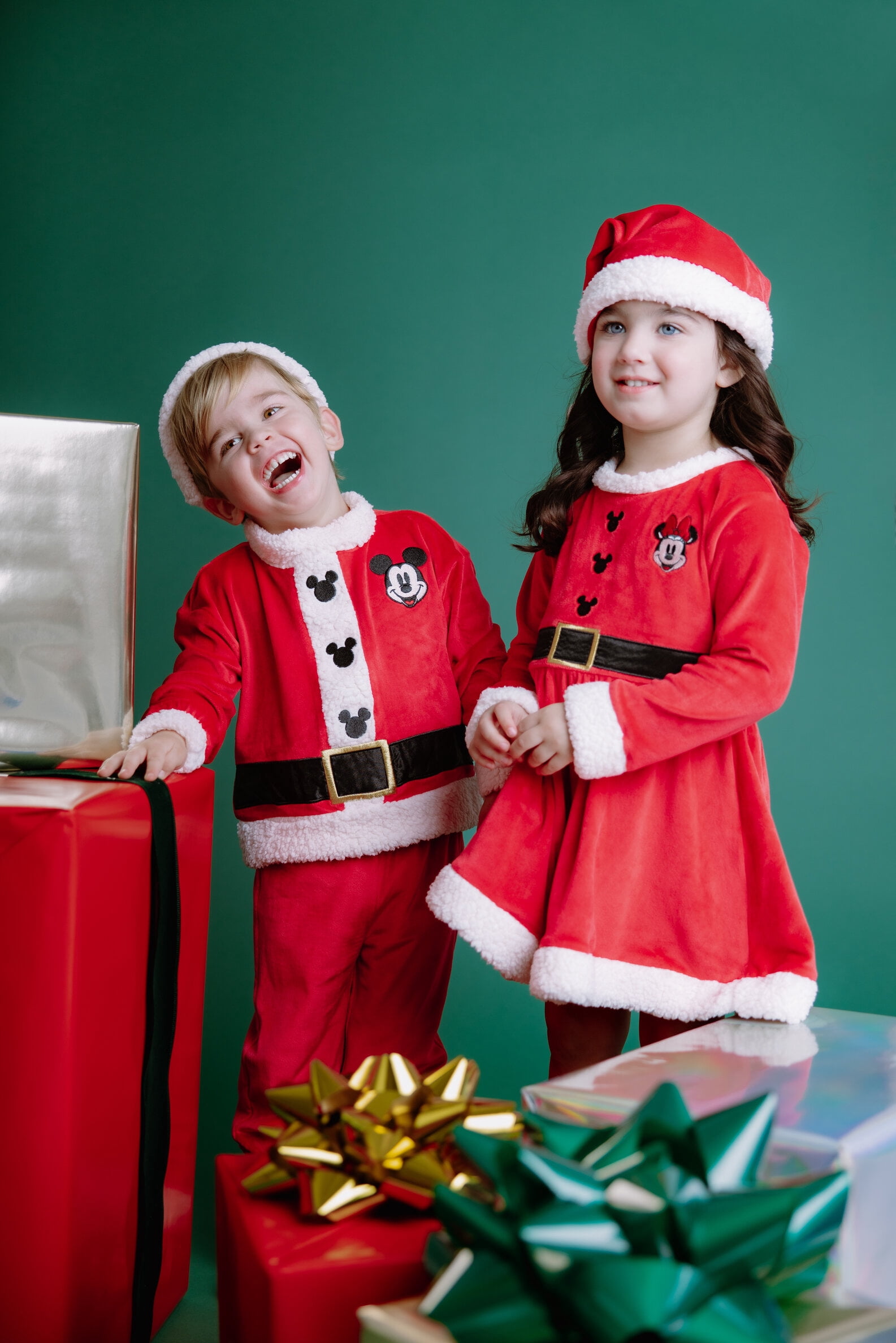 Disney Minnie Mouse Christmas Mrs. Clause Dress and Santa Hat Outfit Set Newborn to Big Kid