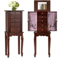 thumbnail image 1 of Costway Jewelry Cabinet with Mirror Armoire Storage Chest Stand Organizer Christmas Brown, 1 of 10