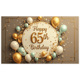 thumbnail image 3 of Golden Theme 65th Birthday Banner Festive Decoration Balloon Design Party Backdrop for Senior Celebration Event Indoor Setup, 3 of 8