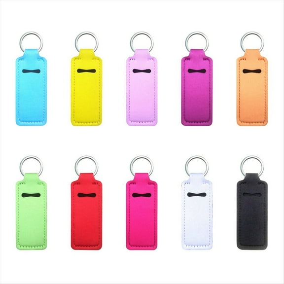 Rollbacks & More 10 Pcs Lip Balm Holder Solid Color Lipstick Holder, Colorful Gloss Keychain Pendant, for Women