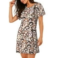 thumbnail image 2 of Vsdgher Chemise de Nuit à Manches Courtes Motif Paresseux Marron pour Femmes, Col Rond, Mignonne, Confortable, 2 of 6