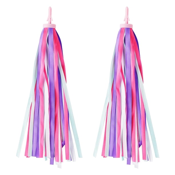 1 par (2 piezas) de serpentinas para bicicleta para niños, cintas con borlas para bicicleta, decoraciones para manillar de patinete, accesorios coloridos para bicicletas de equilibrio