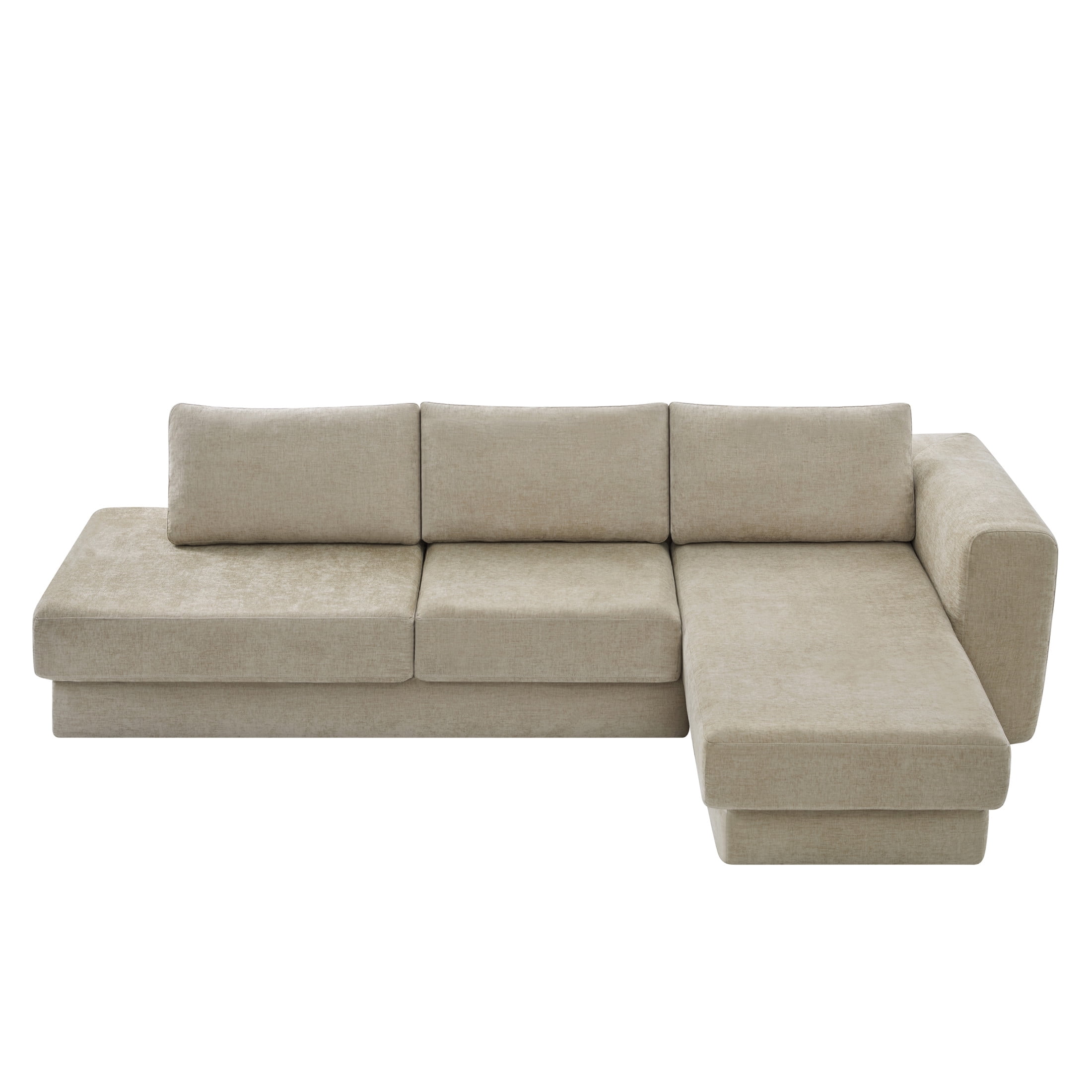 Christopher Knight Home 113" L-Shaped Modular Sectional Sofa with Double Layer Cushions, 4 Seats, Brown